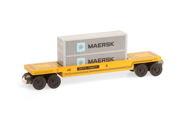 Whittle Shortline Railroad Maersk Doublestack Car Wooden Toy Train