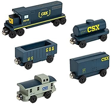 CSX-T BLUE 5 pc. Set wooden toy train â The Whittle Shortline Railroad - Wooden Toy Trains!