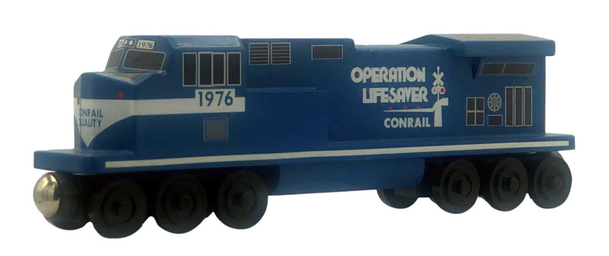 Conrail Operation Lifesaver C44 Engine wooden toy train by Whittle Shortline Railroad