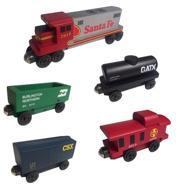 Whittle Shortline Railroad Santa Fe Warbonnet 5 pc. Railway Set Wooden Toy Train