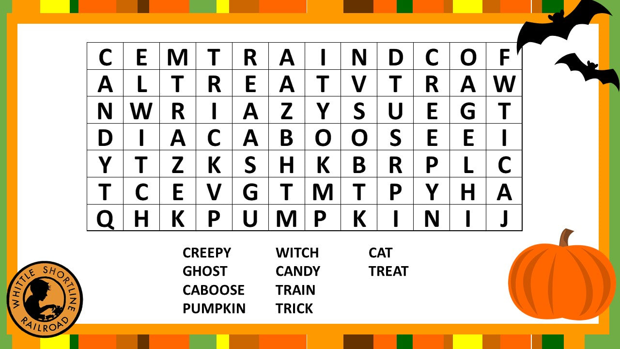 Whittle Halloween Word Search