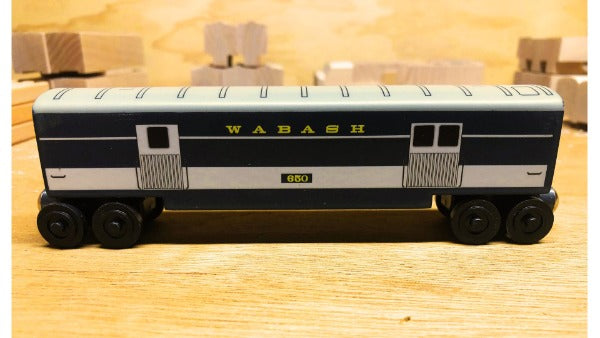 Wabash Cannonball Baggage Car Wooden Toy Train by Whittle Shortline Railroad