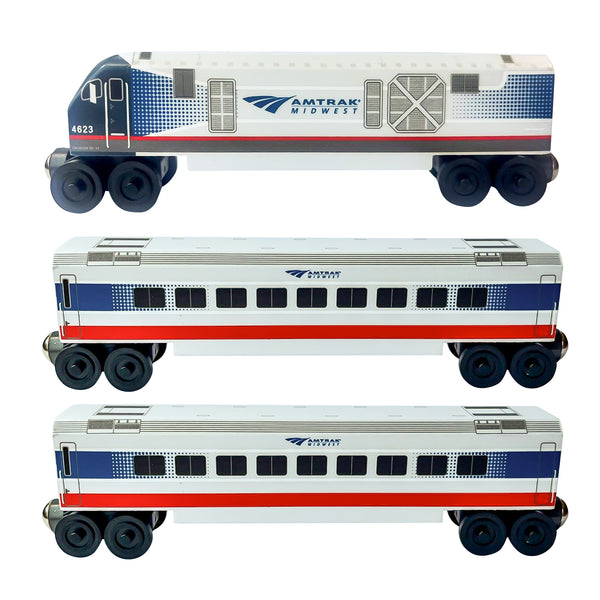 Amtrak Midwest Train Set – 1 Siemens Charger & 2 Venture Coaches