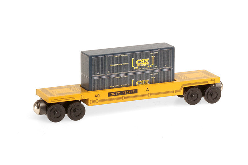 Whittle Shortline Railroad CSX Blue Doublestack Wooden Toy Train