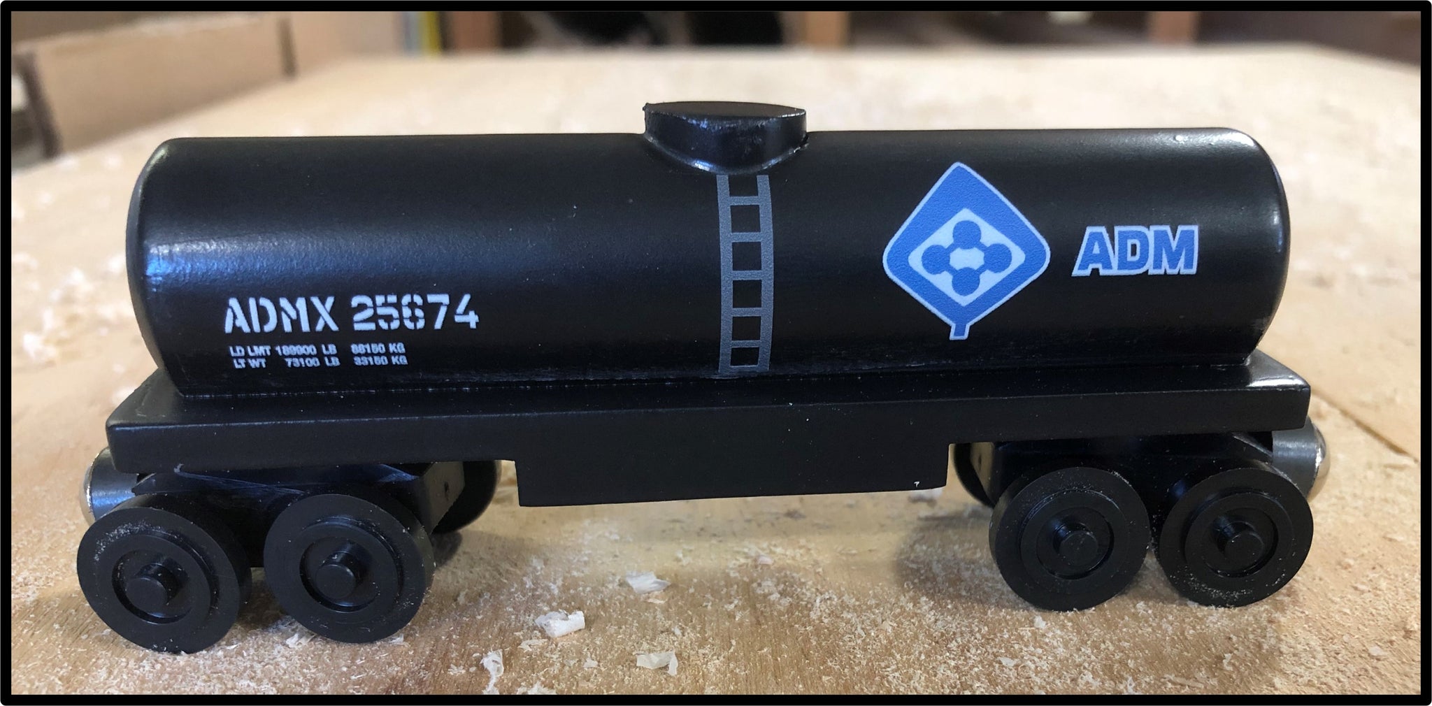 ADM Series 44 5 Inch Tanker Car Wooden Toy Train by Whittle Shortline Railroad
