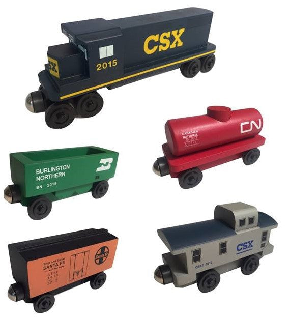 Whittle Shortline Railroad CSX 5 pc. Railway Set Wooden Toy Train