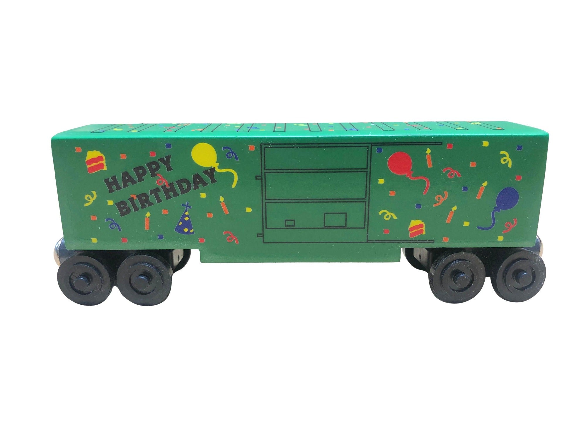 Green Birthday Toy Train Hi-Cube Boxcar by Whittle Shortline Railroad