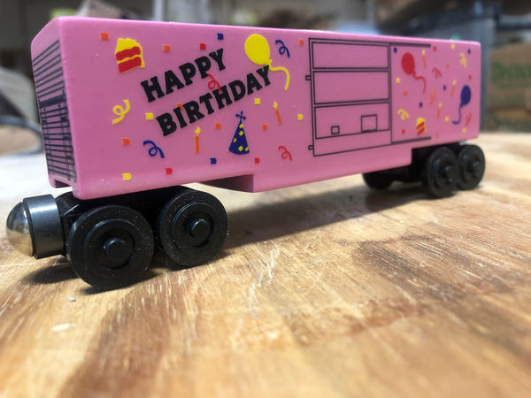 Pink Birthday Toy Train Boxcar by Whittle Shortline Railroad
