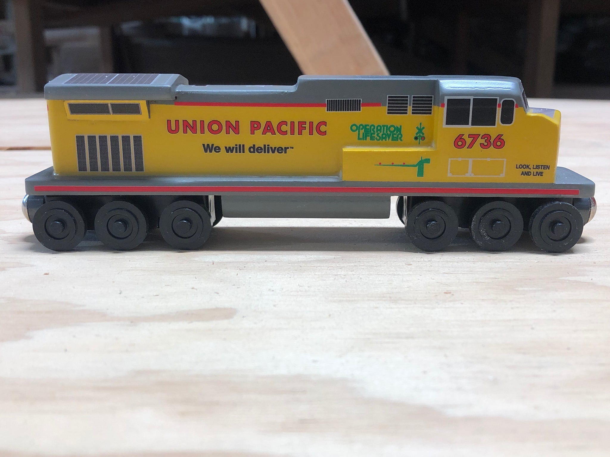 Union Pacific Operation Lifesaver C-44 Diesel Engine Toy Train – The  Whittle Shortline Railroad - Wooden Toy Trains!