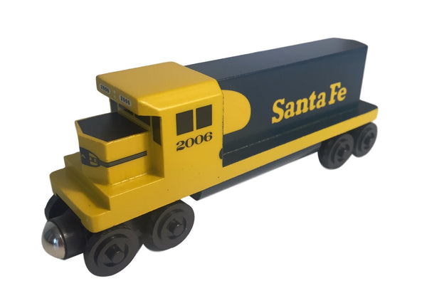 Whittle Shortline Railroad Santa Fe Yellowbonnet GP-38 Diesel Engine Wooden Toy Train